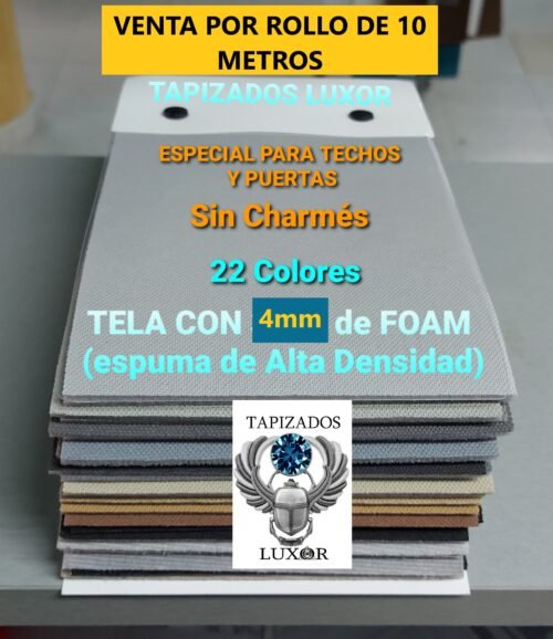 ROLLO de 10 Metros/ TELA PARA TAPIZAR TECHOS DE COCHE/Con FOAM DE 4mm/ Sin Charmés/ Varios Colores Disponibles