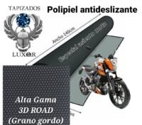 Polipiel Negro de ALTA GAMA 3D ROAD/ Especial para asientos de moto/Antideslizante